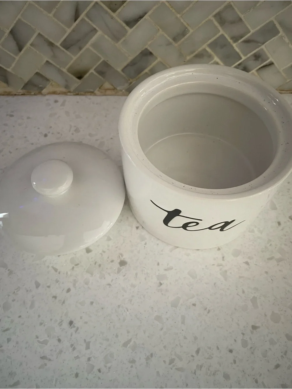 White Target Threshold Tea Canister Container with Lid Farmhouse 4in